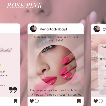 Rose Pink Edition – 80 szablonów Canva dla stylistek paznokci