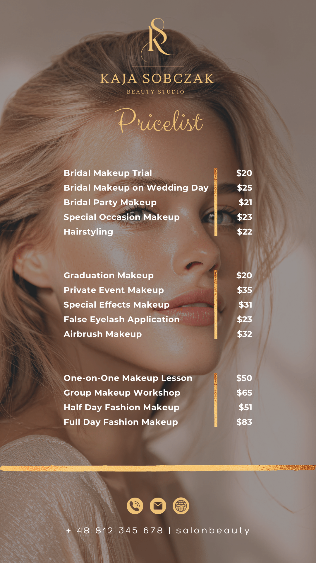 black and gold makeup artist price list 3