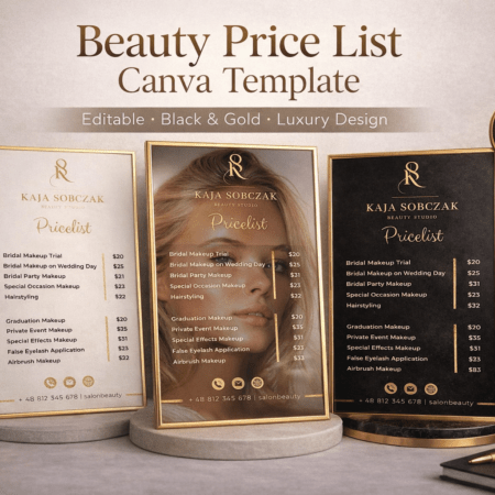 szablon cennika beauty – wersja luxury light | edytowalny w canva