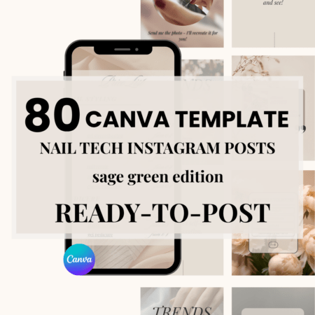 Nude Canva Templates for Nail Techs | 80 Instagram Post Templates - ENGLISH