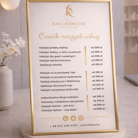 szablon cennika beauty – wersja luxury light | edytowalny w canva