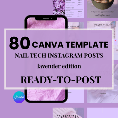 Lavender Canva Templates for Nail Techs | 80 Instagram Post Templates - ENGLISH