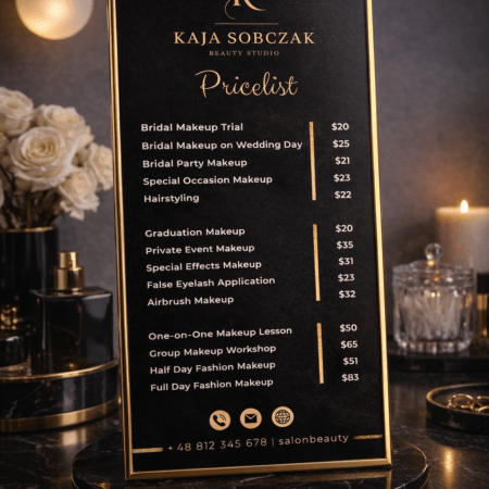 szablon cennika beauty – wersja luxury light | edytowalny w canva