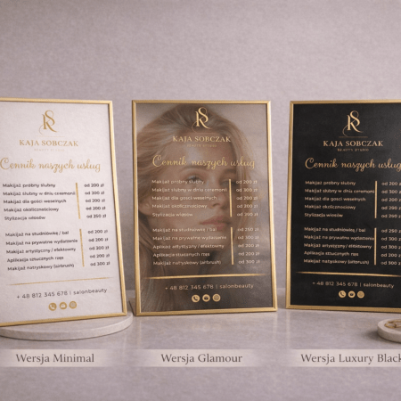 szablon cennika beauty canva – pakiet 3 stylów