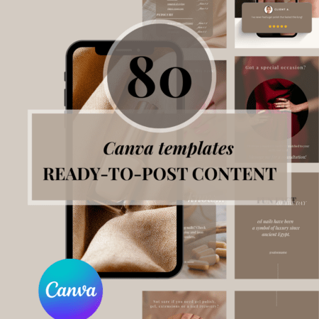 Beige Caramel Canva Templates for Nail Techs | 80 Instagram Post Templates - ENGLISH